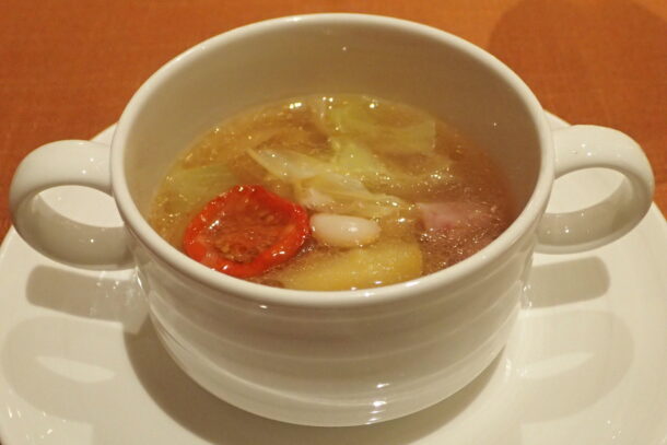 コンキリエと温野菜のスープ パスタ仕立て