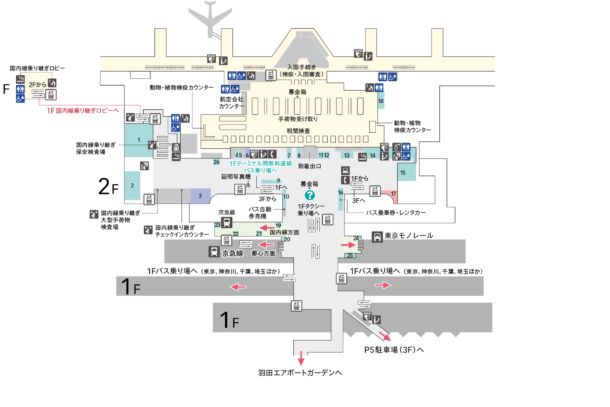 第3ターミナル2階のフロアマップ