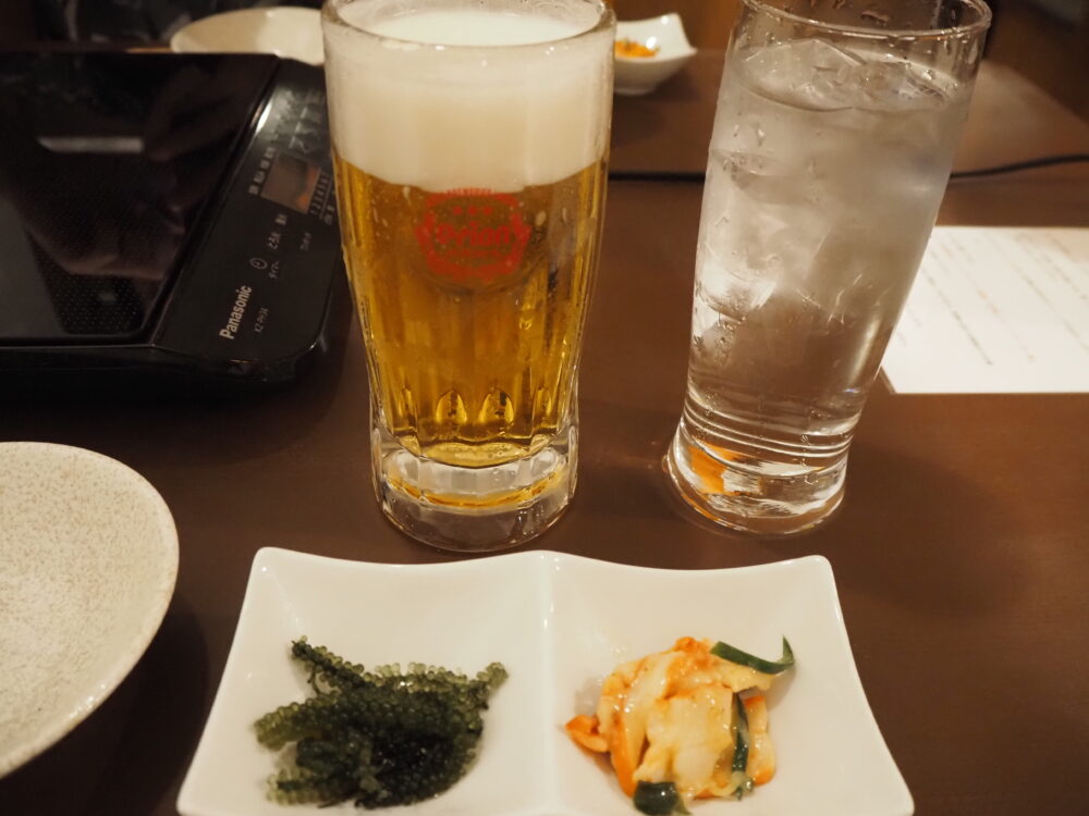 ビールと水